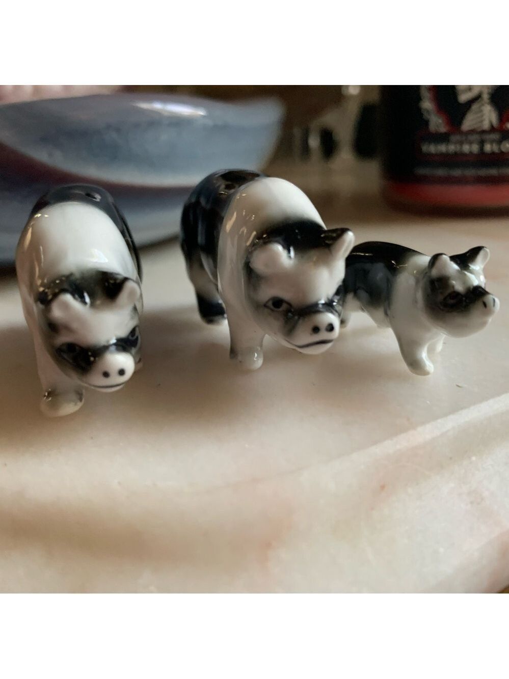 Set of 3 Miniature Porcelain Pig Figurines